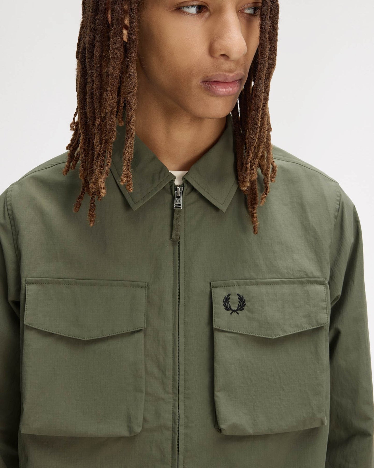 Fred Perry Mens Ripstop Pocket Overshirt - Laurel Wreath Green X21