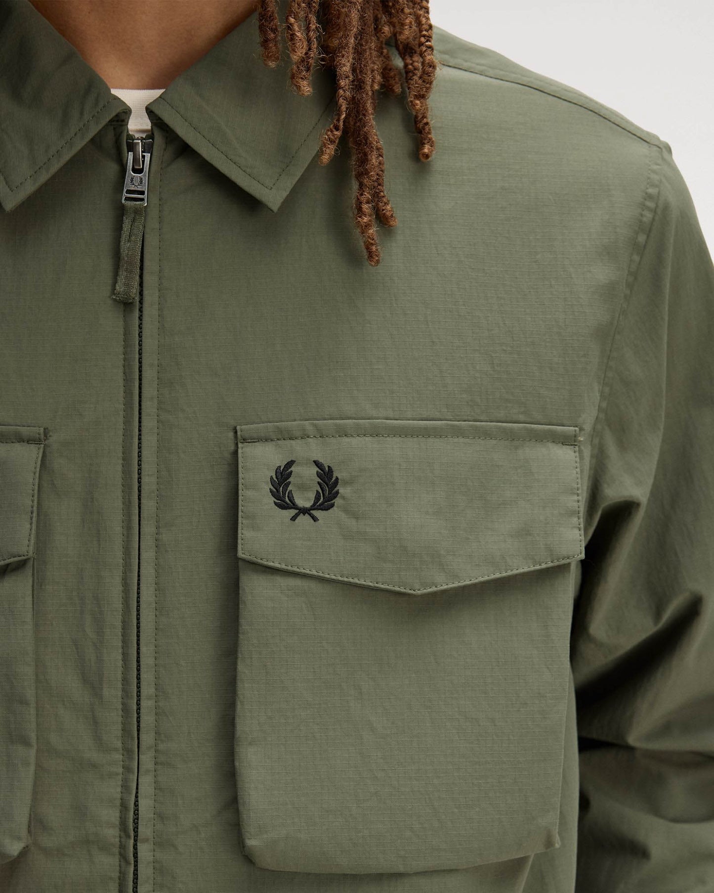 Fred Perry Mens Ripstop Pocket Overshirt - Laurel Wreath Green X21