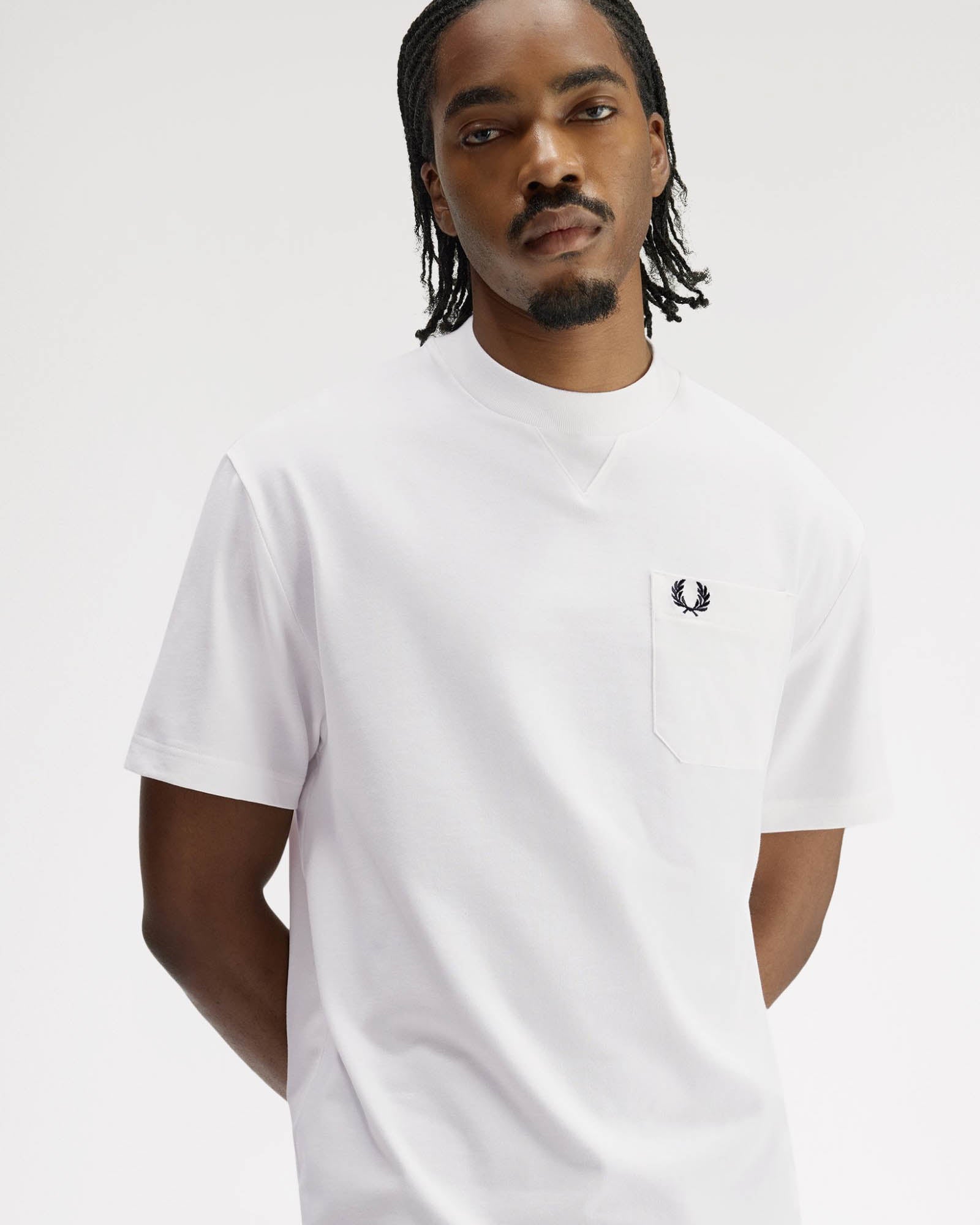 Fred Perry Mens Pocket Detail T-Shirt - Snow White 129 | CHO | Designer Mens T-Shirts