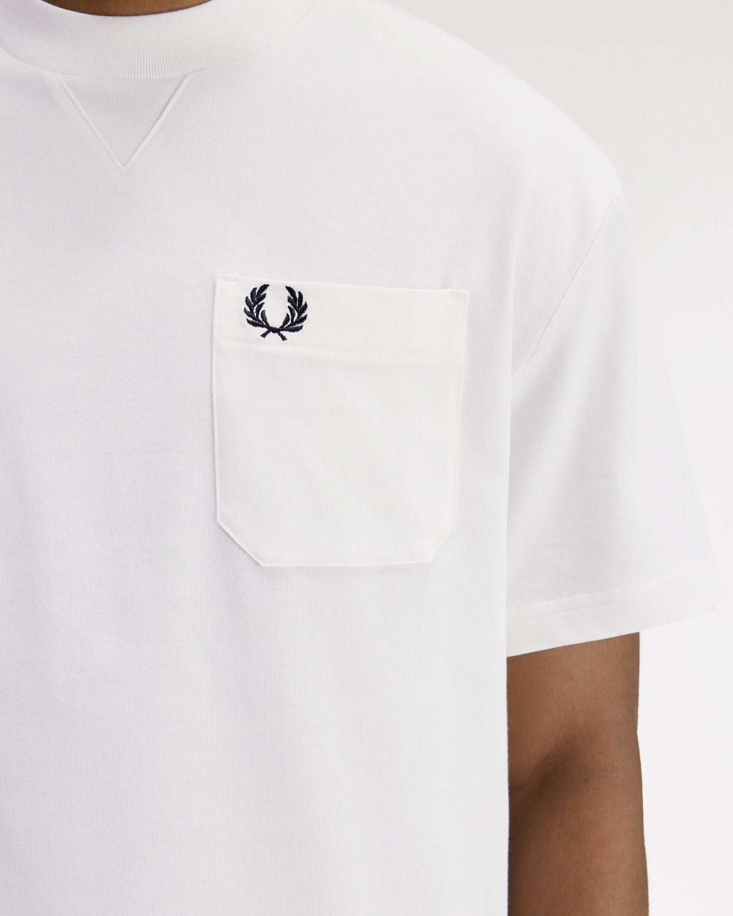 Fred Perry Mens Pocket Detail T-Shirt - Snow White 129 | CHO | Designer Mens T-Shirts