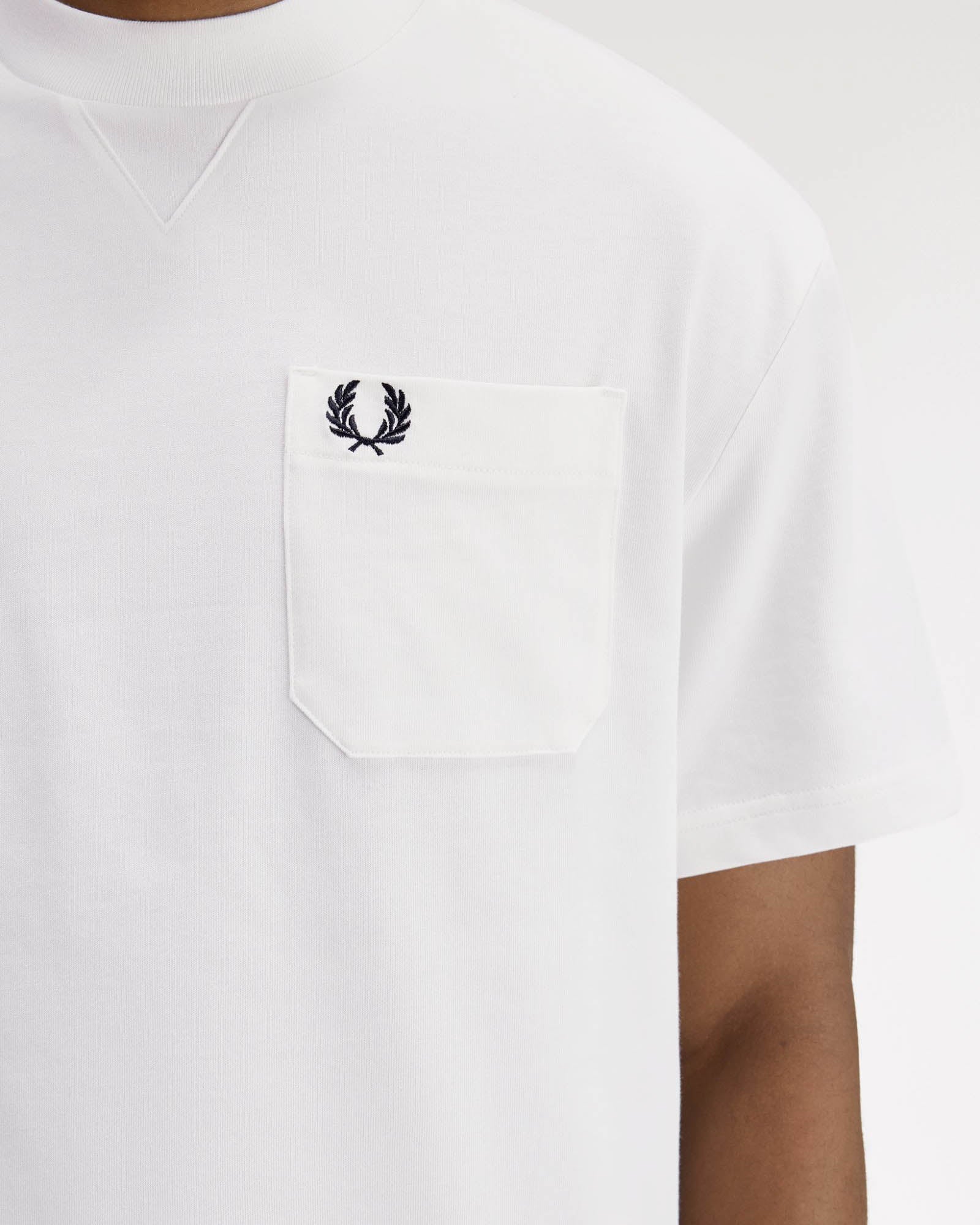 Fred Perry Mens Pocket Detail T-Shirt - Snow White 129 | CHO | Designer Mens T-Shirts