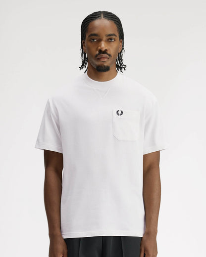 Fred Perry Mens Pocket Detail T-Shirt - Snow White 129 | CHO | Designer Mens T-Shirts