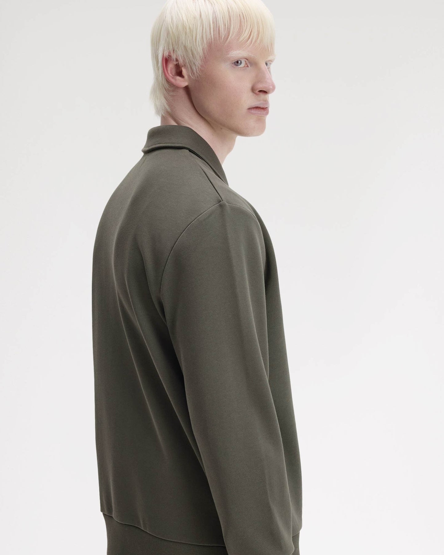 Fred Perry Mens Half Zip Collared Sweatshirt - Field Green 148 | CHO | Designer Mens Half Zip Sweatshirts