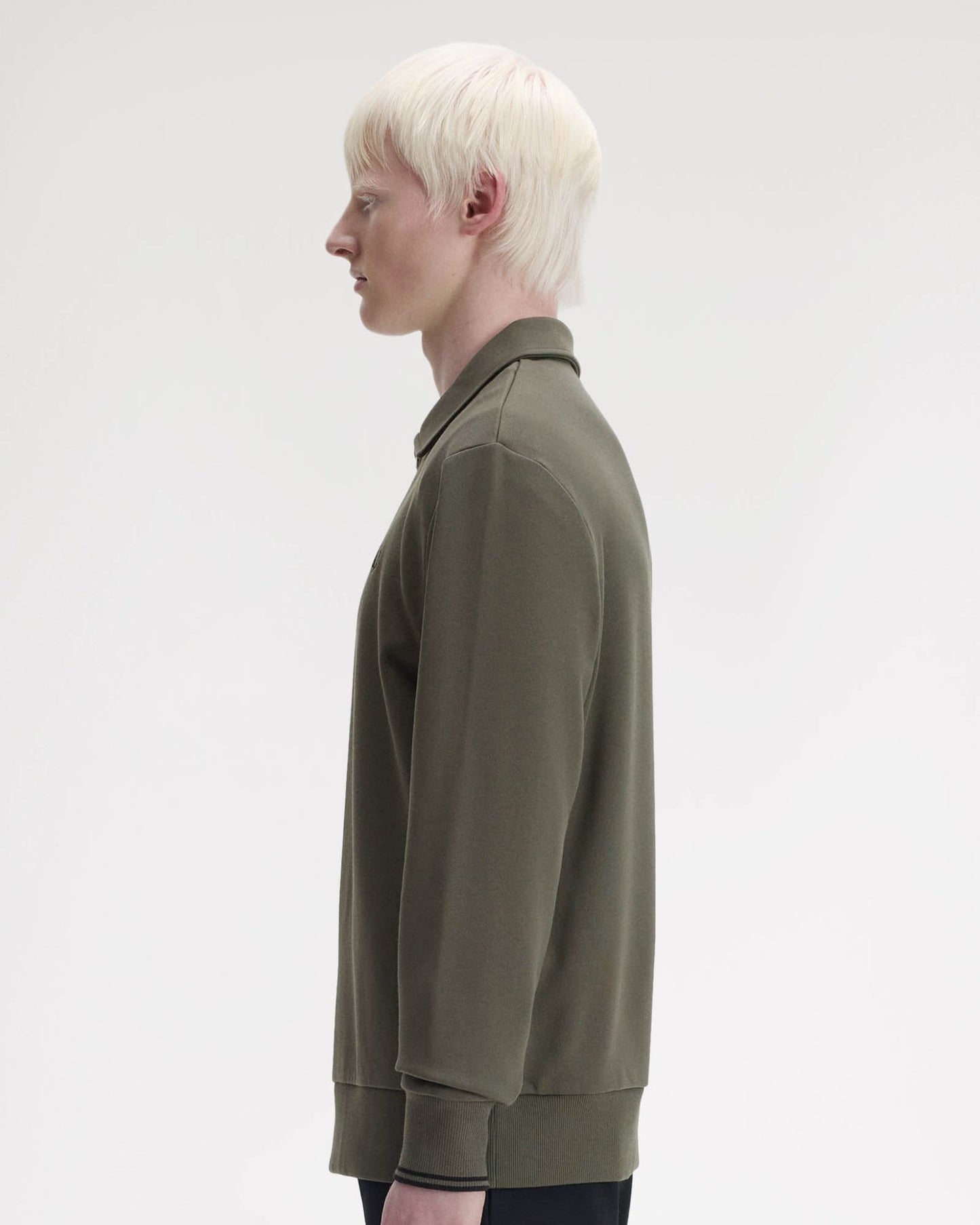Fred Perry Mens Half Zip Collared Sweatshirt - Field Green 148 | CHO | Designer Mens Half Zip Sweatshirts
