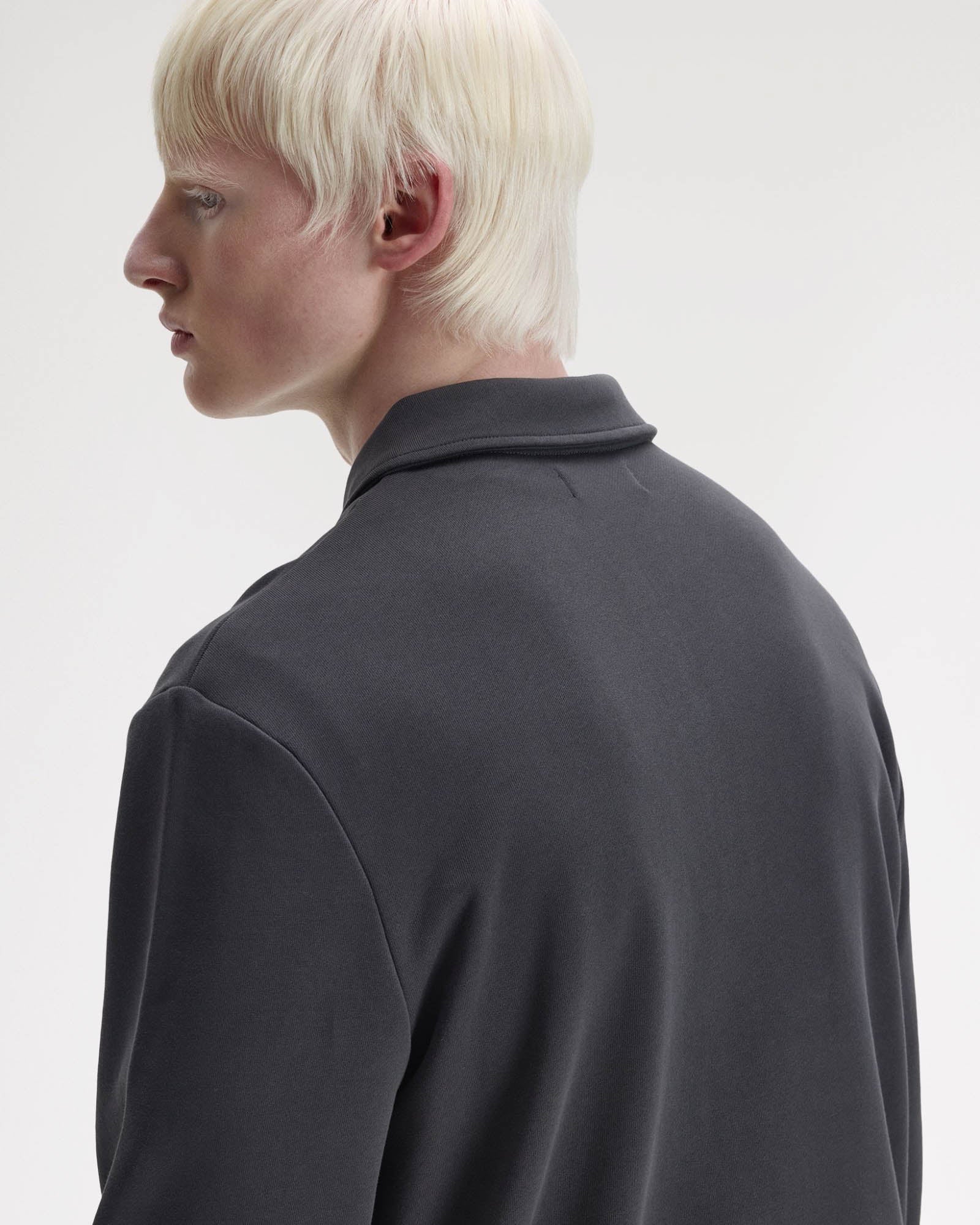 Fred Perry Mens Half Zip Collared Sweatshirt - Anchor Grey 297 | CHO | Designer Mens Half Zip Sweatshirts