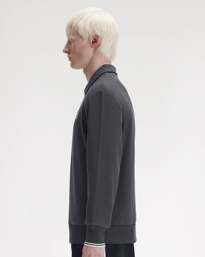Fred Perry Mens Half Zip Collared Sweatshirt - Anchor Grey 297 | CHO | Designer Mens Half Zip Sweatshirts