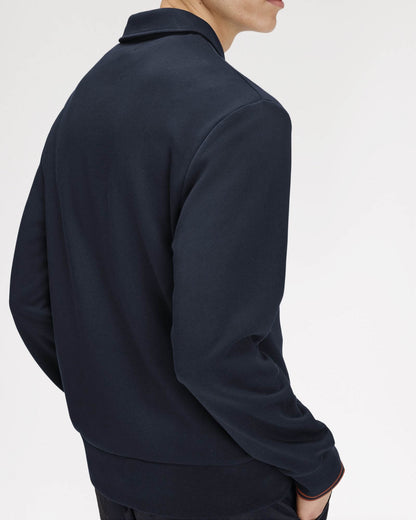 Fred Perry Mens Half Zip Collared Sweatshirt - Navy 608, back 