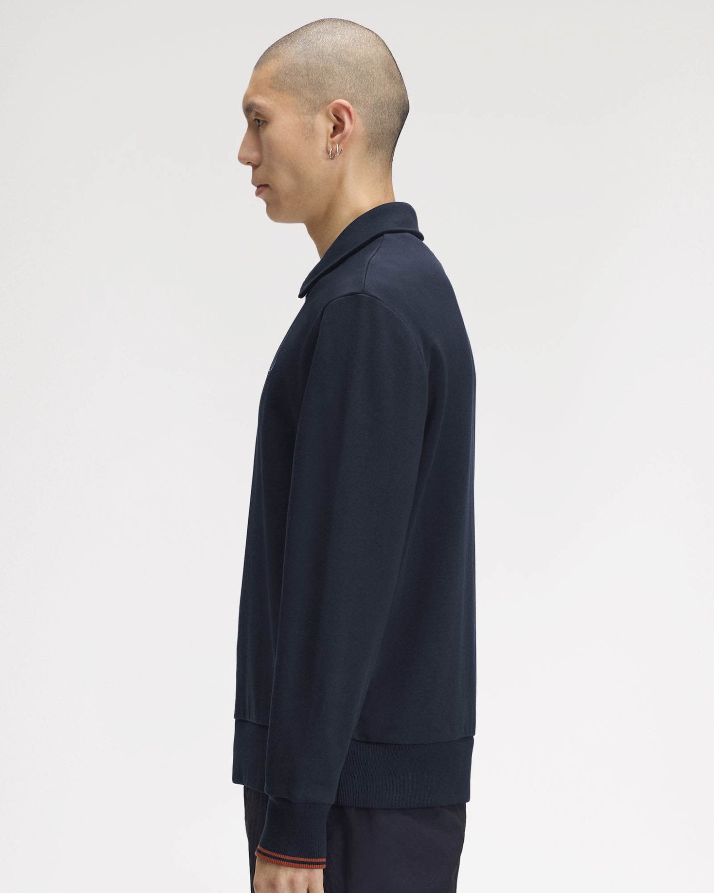 Fred Perry Mens Half Zip Collared Sweatshirt - Navy 608, side