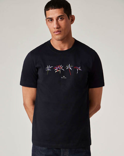 PS Paul Smith Mens Regular Fit Edelweiss Flower T-Shirt - 49 Very Dark Navy