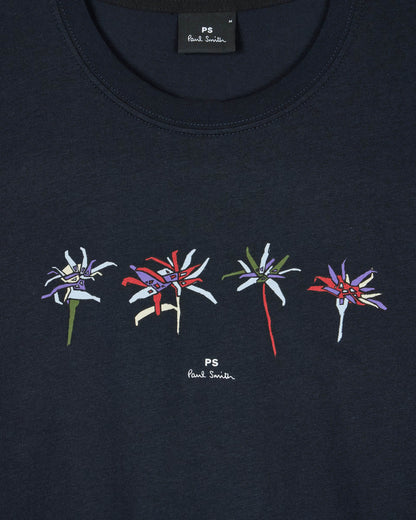 PS Paul Smith Mens Regular Fit Edelweiss Flower T-Shirt - 49 Very Dark Navy