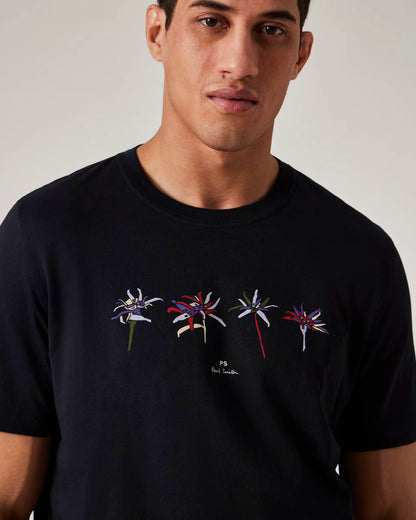 PS Paul Smith Mens Regular Fit Edelweiss Flower T-Shirt - 49 Very Dark Navy