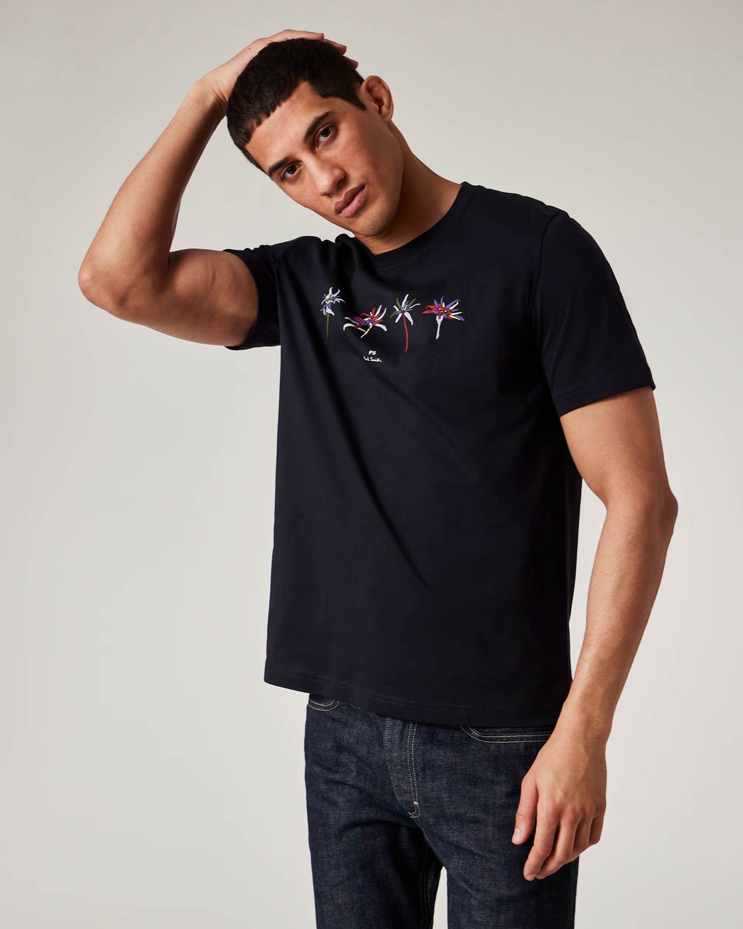 PS Paul Smith Mens Regular Fit Edelweiss Flower T-Shirt - 49 Very Dark Navy