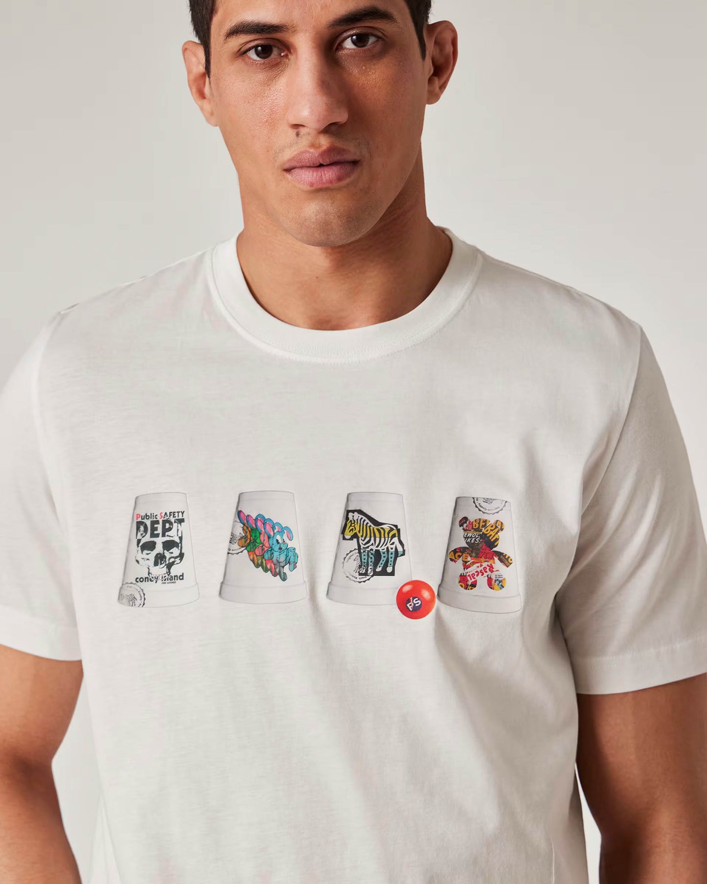 PS Paul Smith Mens Regular Fit Cups T-Shirt - 01 White