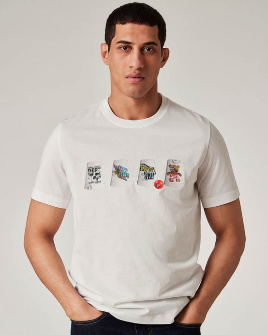 PS Paul Smith Mens Regular Fit Cups T-Shirt - 01 White