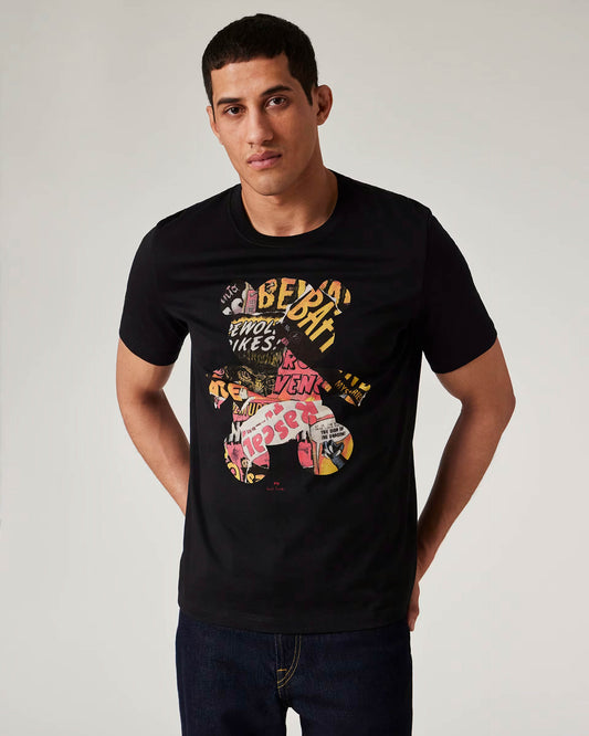 PS Paul Smith Mens Regular Fit Bear Collage T-Shirt - 79 Black