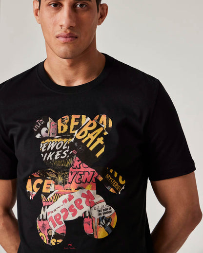 PS Paul Smith Mens Regular Fit Bear Collage T-Shirt - 79 Black