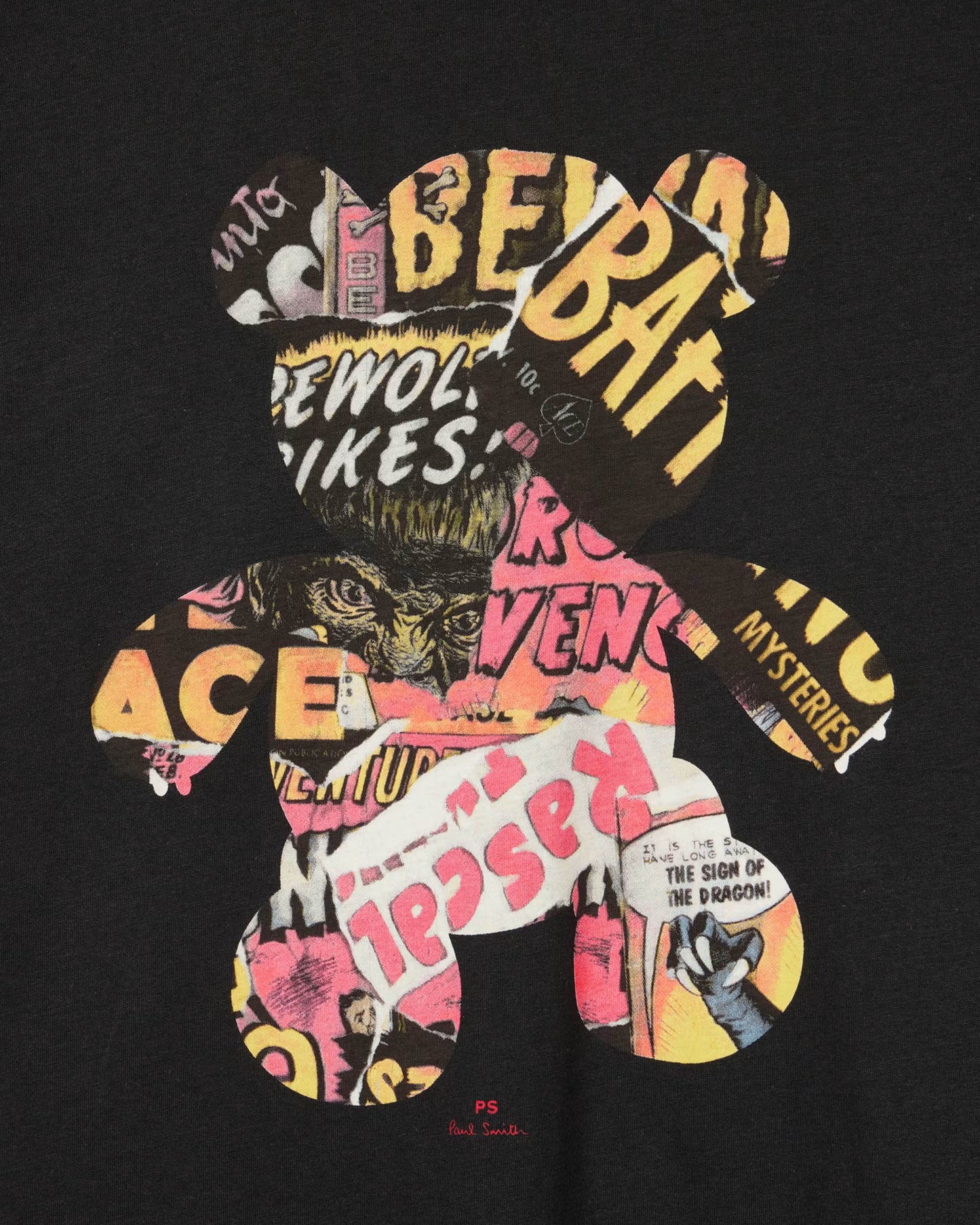 PS Paul Smith Mens Regular Fit Bear Collage T-Shirt - 79 Black