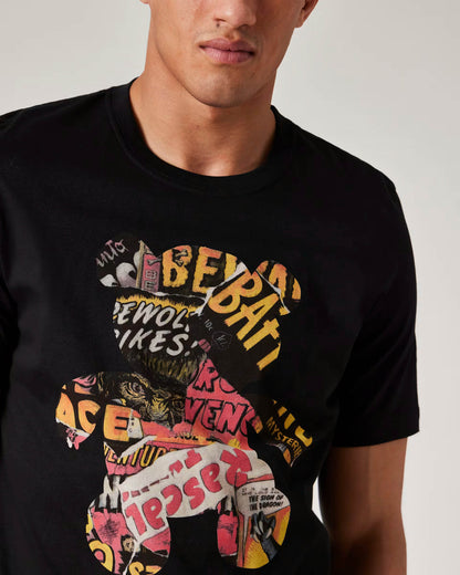 PS Paul Smith Mens Regular Fit Bear Collage T-Shirt - 79 Black