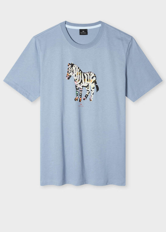 PS Paul Smith Mens Regular Fit Large Zebra Logo T-Shirt - 43D Greyish Blue