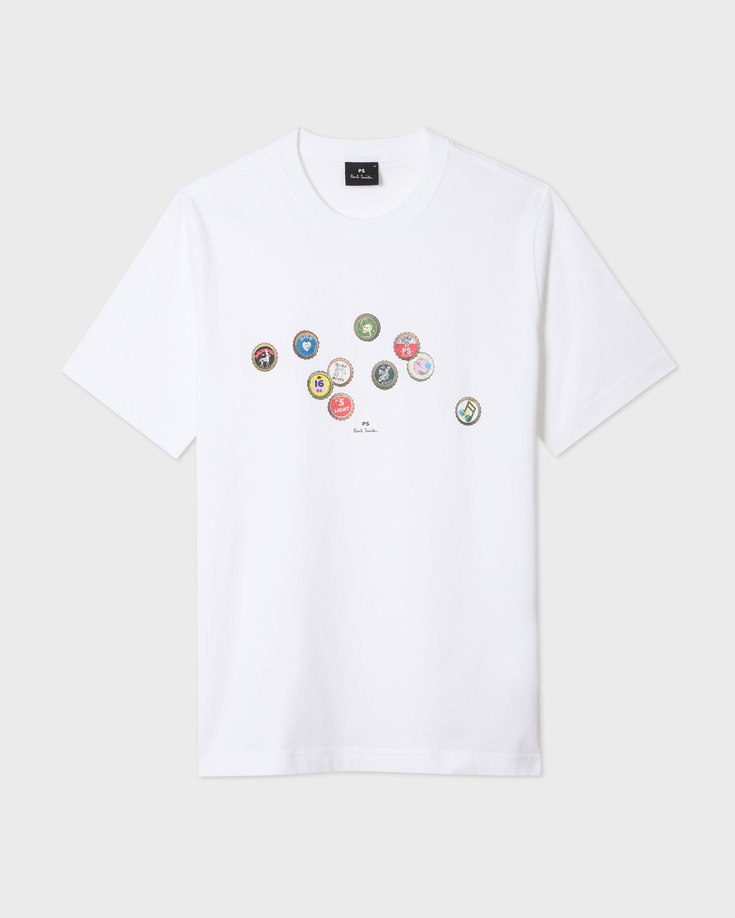 PS Paul Smith Mens Regular Fit Bottle Tops Graphic T-Shirt - 01 White