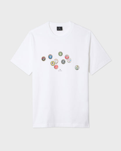 PS Paul Smith Mens Regular Fit Bottle Tops Graphic T-Shirt - 01 White