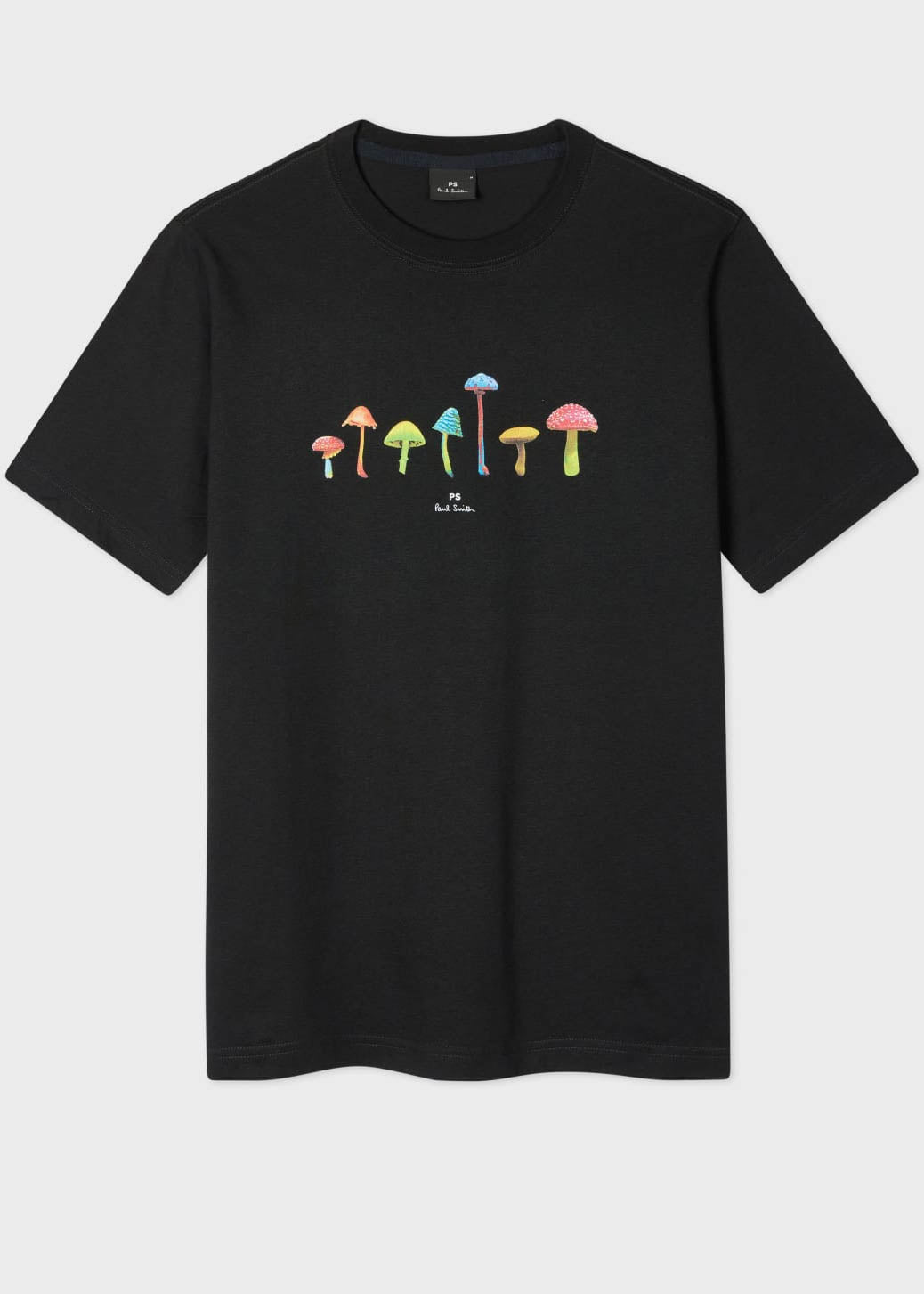PS Paul Smith Mens Regular Fit Mushrooms Graphic T - Shirt - 79 Black | CHO | Designer Mens T - Shirts