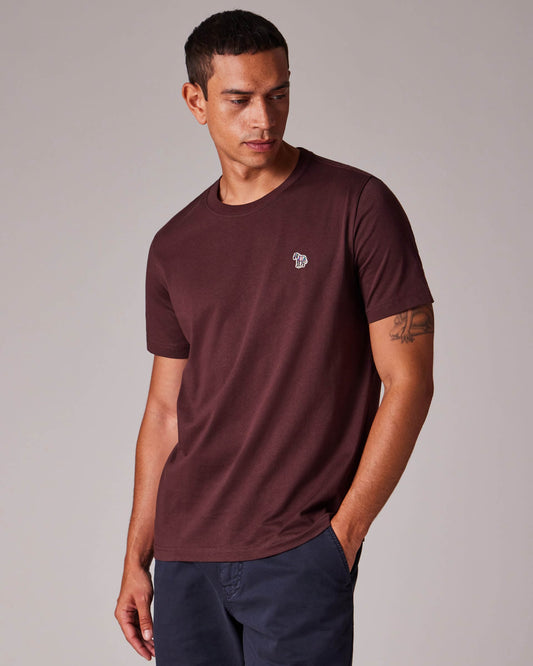 PS Paul Smith Mens Regular Fit Short Sleeve Zebra T-Shirt - 29B Dark Red