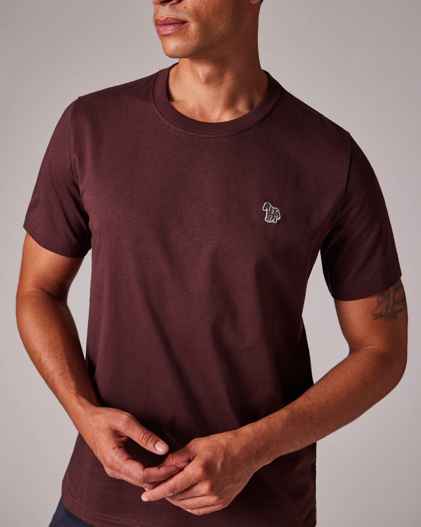 PS Paul Smith Mens Regular Fit Short Sleeve Zebra T-Shirt - 29B Dark Red