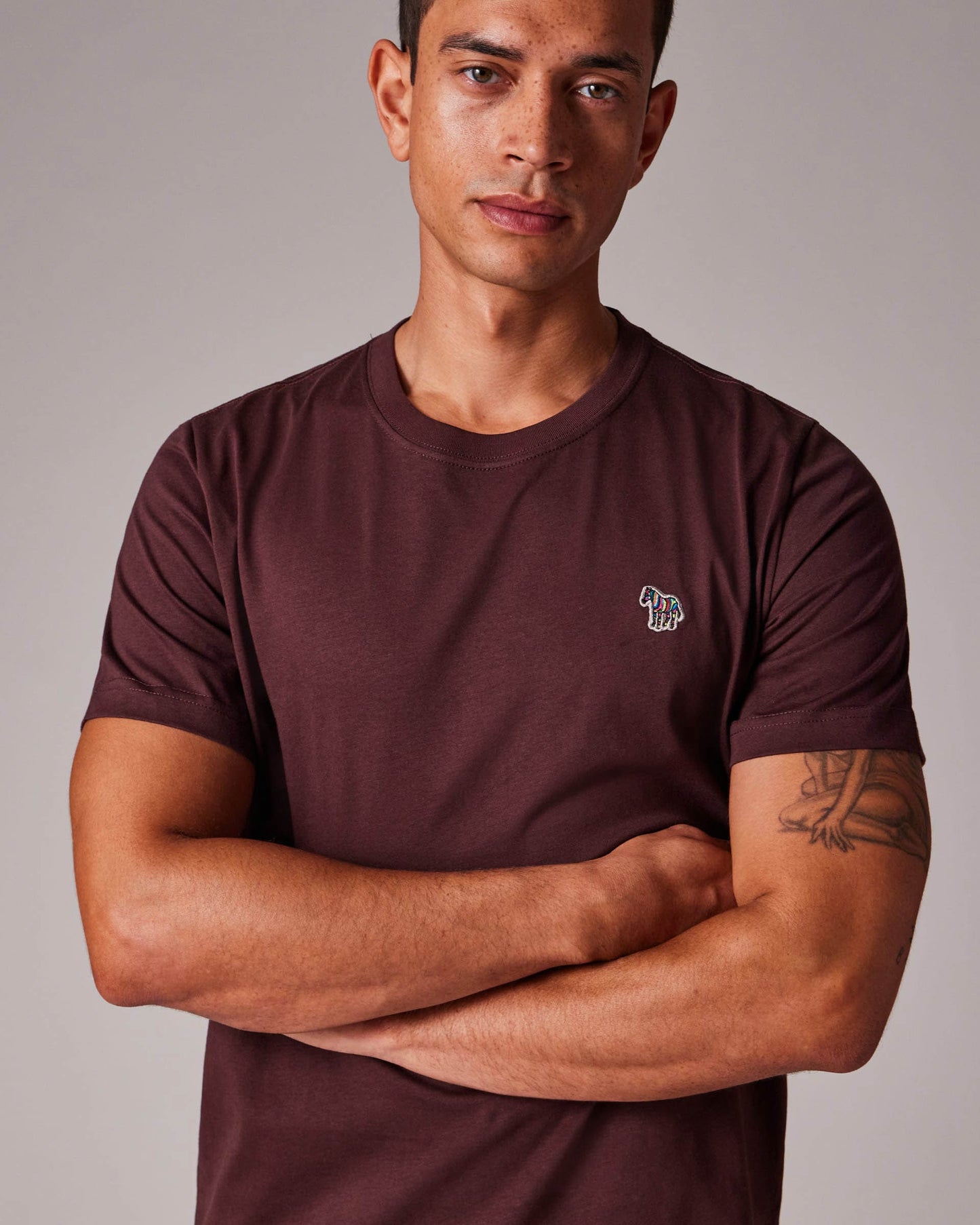 PS Paul Smith Mens Regular Fit Short Sleeve Zebra T-Shirt - 29B Dark Red