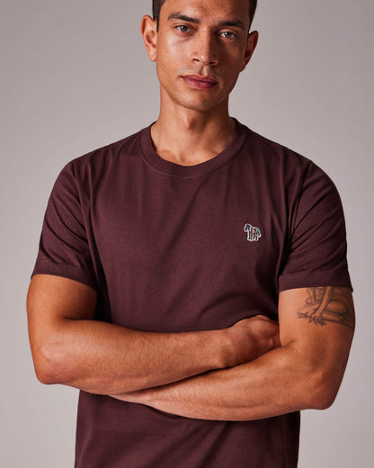 PS Paul Smith Mens Regular Fit Short Sleeve Zebra T-Shirt - 29B Dark Red