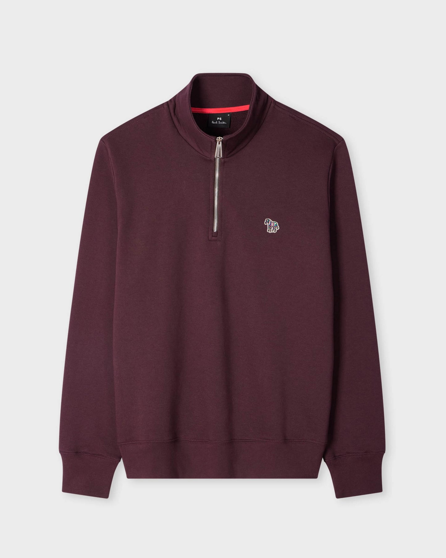 PS Paul Smith Mens Long Sleeve Half Zip Top with Zebra Logo - 29A Very Dk Red