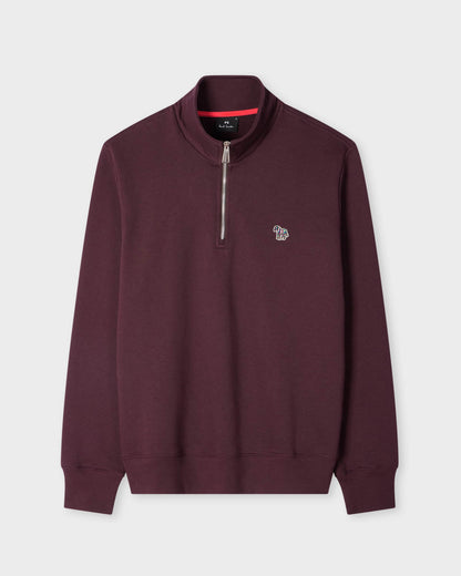 PS Paul Smith Mens Long Sleeve Half Zip Top with Zebra Logo - 29A Very Dk Red