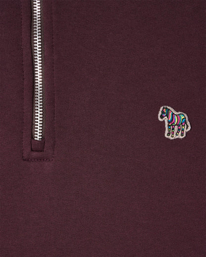 PS Paul Smith Mens Long Sleeve Half Zip Top with Zebra Logo - 29A Very Dk Red