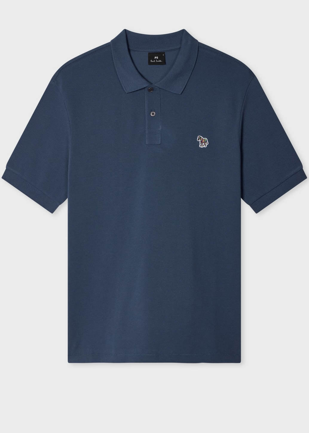PS Paul Smith Mens Regular Fit Short Sleeve Organic Cotton Zebra Polo Shirt - 46G Indigo flat lay