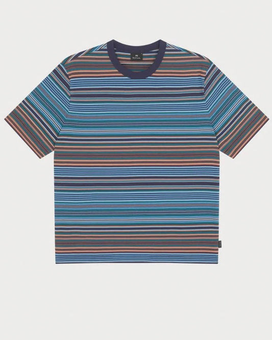 PS Paul Smith Mens Casual Fit Multi Stripe T-Shirt - 45 Cobalt Blue