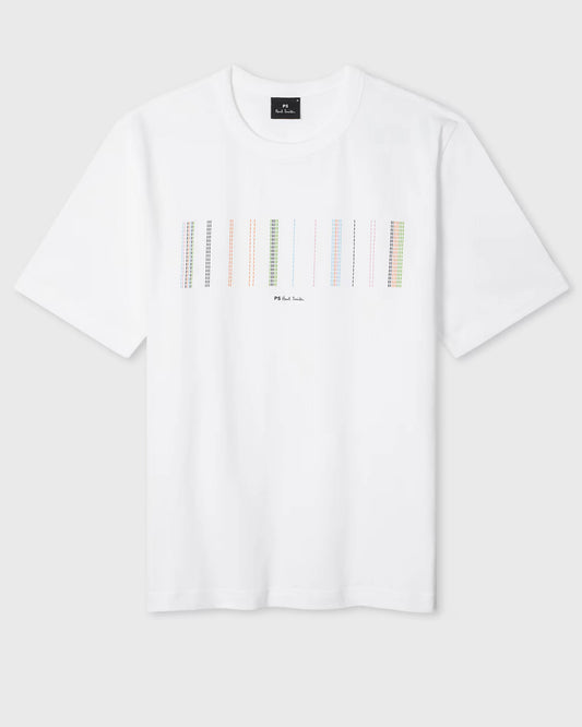 PS Paul Smith Mens Casual Fit Stripe Graphic T-Shirt - 01 White