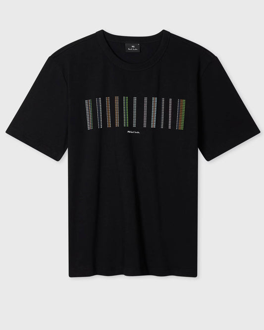 PS Paul Smith Mens Casual Fit Stripe Graphic T-Shirt - 79 Black