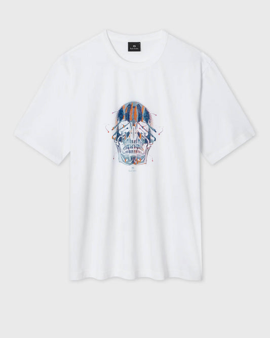 PS Paul Smith Mens Casual Fit Painted Skull T-Shirt - 01 White