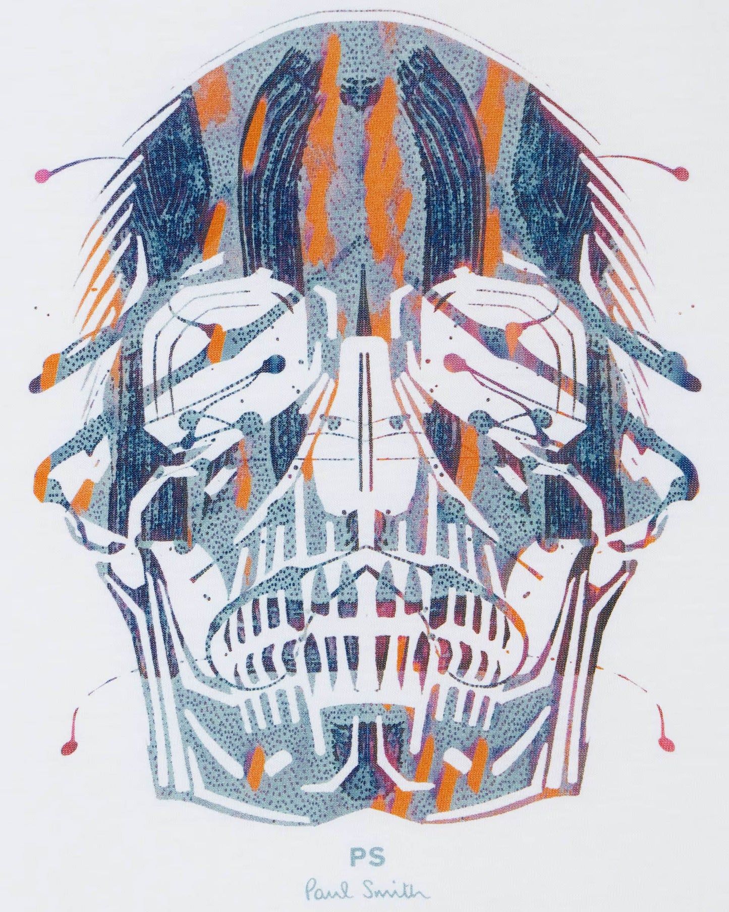 PS Paul Smith Mens Casual Fit Painted Skull T-Shirt - 01 White