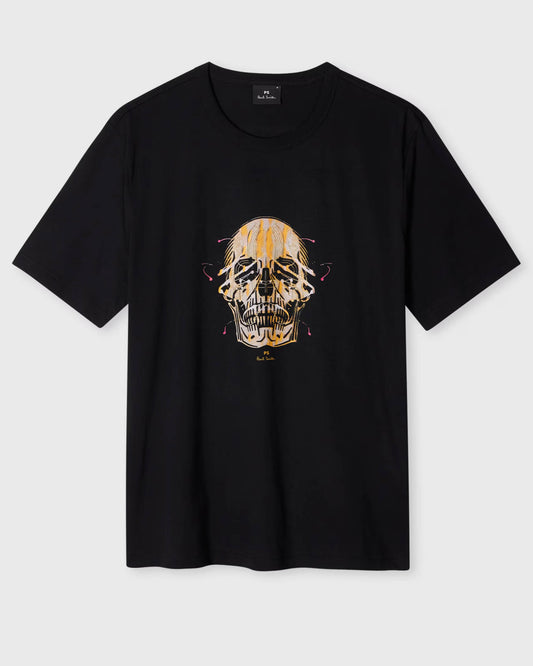 PS Paul Smith Mens Casual Fit Painted Skull T-Shirt - 79 Black