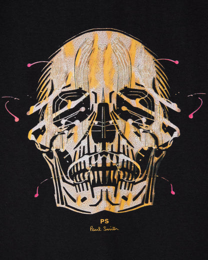 PS Paul Smith Mens Casual Fit Painted Skull T-Shirt - 79 Black