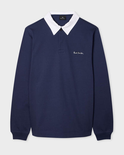 PS Paul Smith Mens Casual Fit Rugby Top - 48 Blue | CHO | Designer Mens Rugby Tops