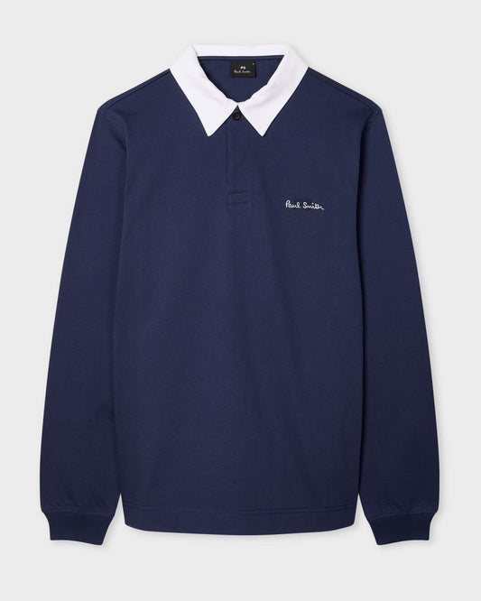 PS Paul Smith Mens Casual Fit Rugby Top - 48 Blue | CHO | Designer Mens Rugby Tops