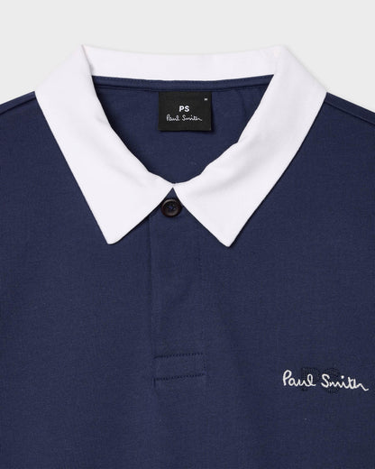 PS Paul Smith Mens Casual Fit Rugby Top - 48 Blue | CHO | Designer Mens Rugby Tops