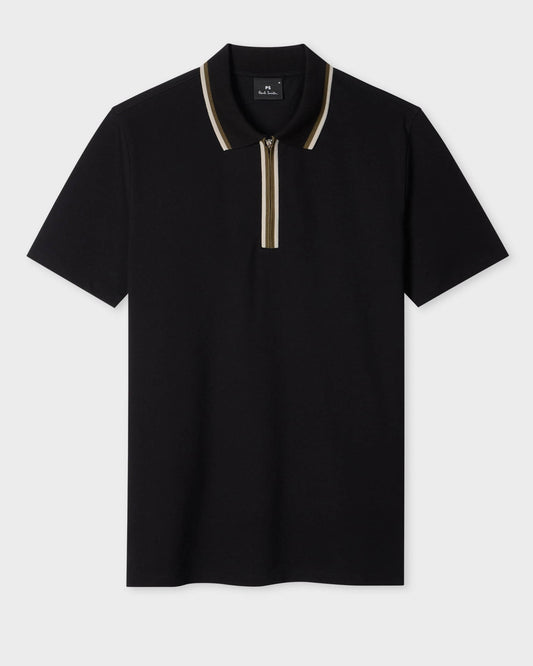 PS Paul Smith Mens Regular Fit Zip Polo Shirt - 79 Black