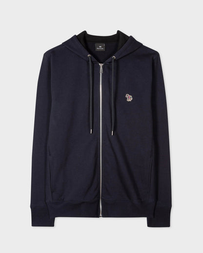 PS Paul Smith Mens Reg Fit Zip Hoodie with Zebra Logo - 49 Very Dark Navy