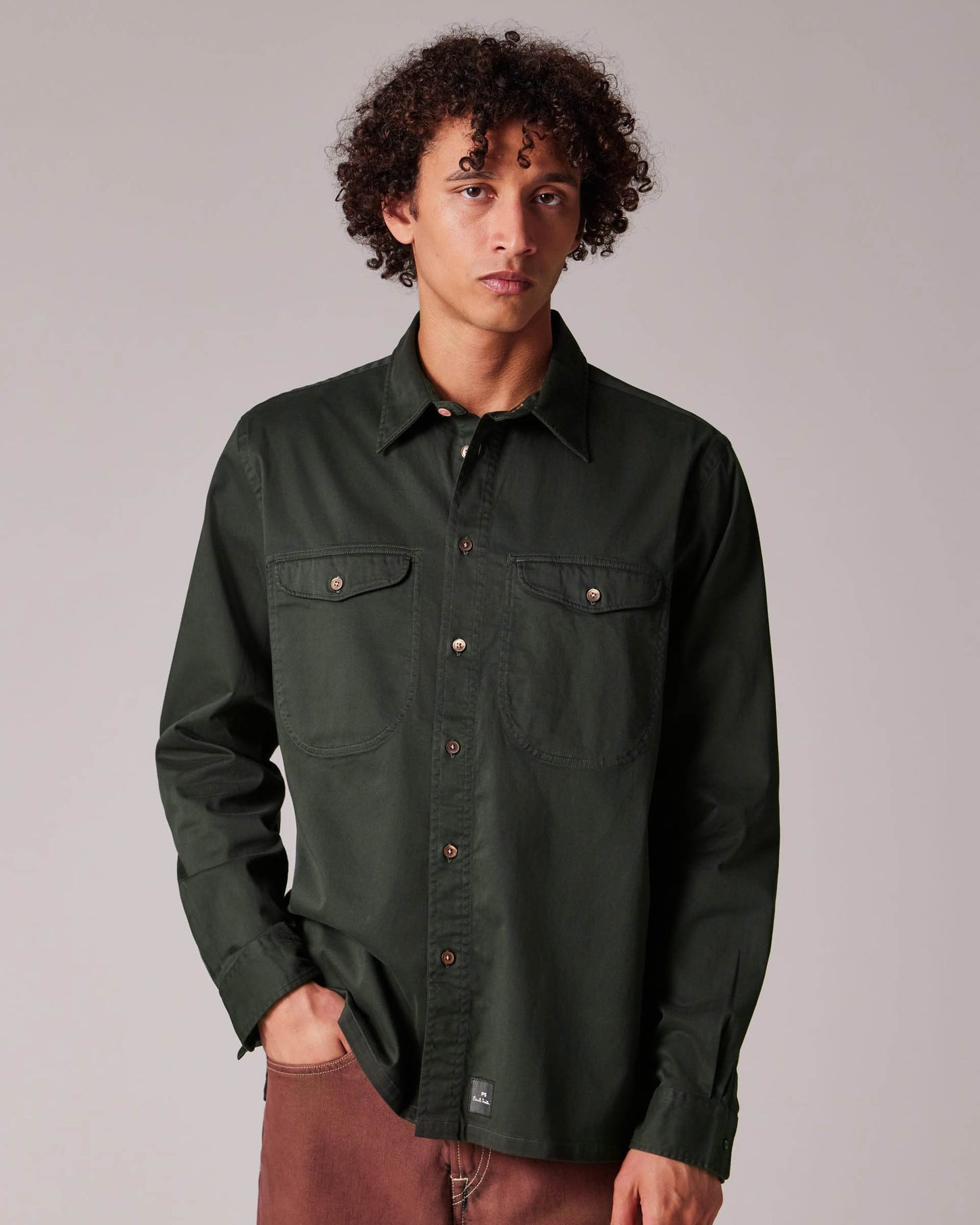 PS Paul Smith Mens Casual Fit Long Sleeve Shirt - 38 Bottle Green