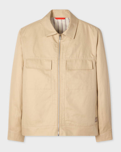 PS Paul Smith Mens Zip Overshirt - 60 Ecru - CHO - Designer Mens Overshirts