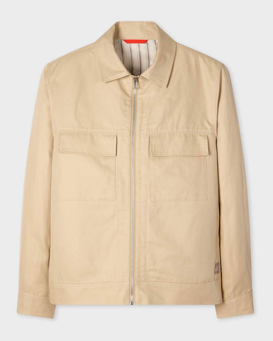 PS Paul Smith Mens Zip Overshirt - 60 Ecru - CHO - Designer Mens Overshirts