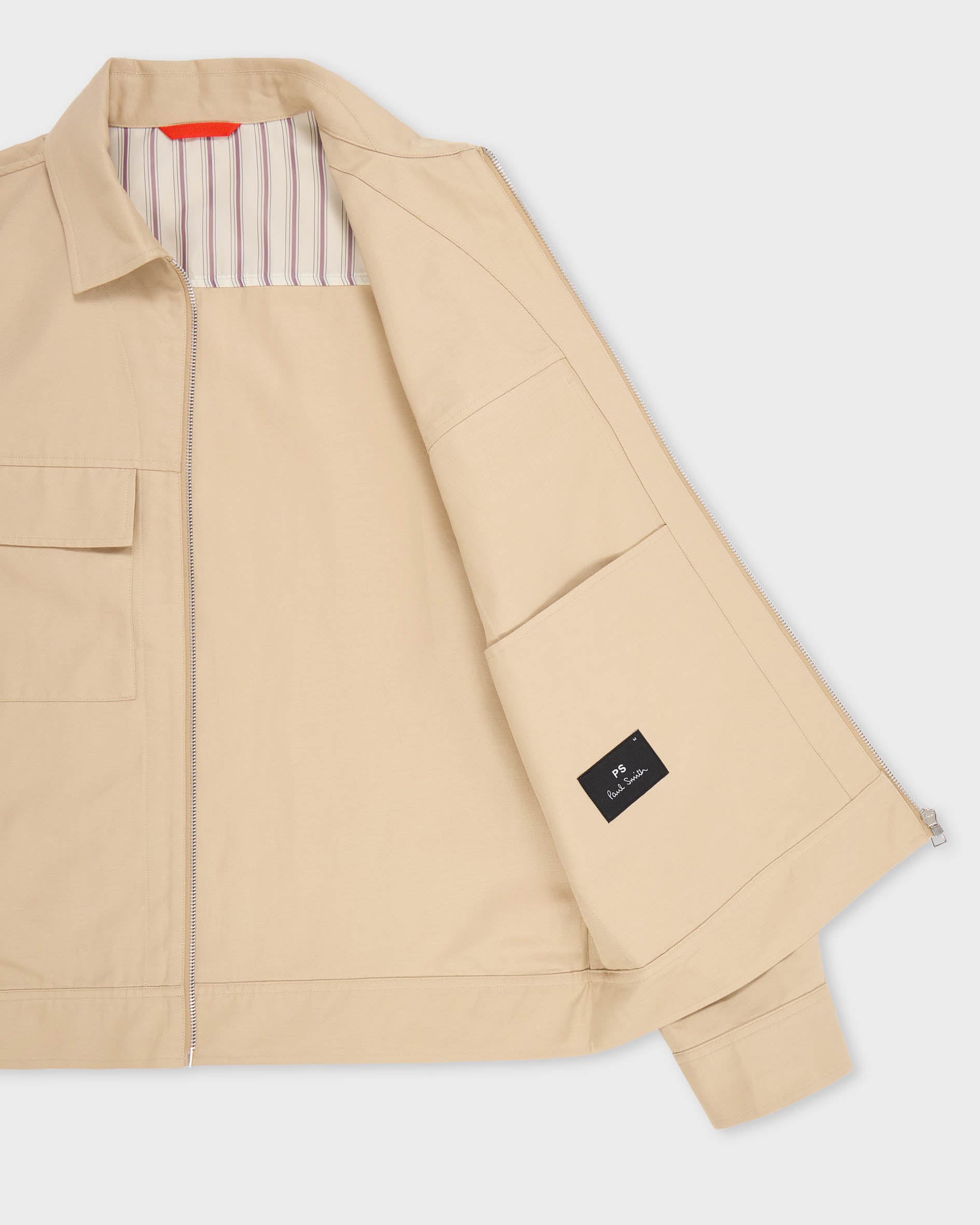 PS Paul Smith Mens Zip Overshirt - 60 Ecru - CHO - Designer Mens Overshirts